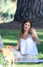 MINKA KELLY with Her Dog at a Park in Beverly Hills 07/17/2018