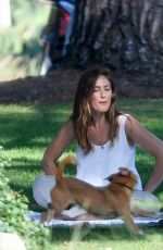 MINKA KELLY with Her Dog at a Park in Beverly Hills 07/17/2018