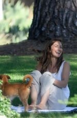MINKA KELLY with Her Dog at a Park in Beverly Hills 07/17/2018
