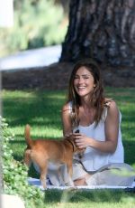 MINKA KELLY with Her Dog at a Park in Beverly Hills 07/17/2018