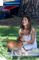 MINKA KELLY with Her Dog at a Park in Beverly Hills 07/17/2018