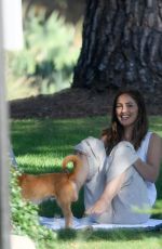 MINKA KELLY with Her Dog at a Park in Beverly Hills 07/17/2018