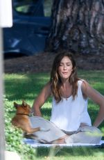 MINKA KELLY with Her Dog at a Park in Beverly Hills 07/17/2018