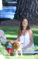 MINKA KELLY with Her Dog at a Park in Beverly Hills 07/17/2018