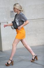 MOLLIE KING in Orange Denim Skirt Out in London 07/06/2018