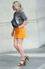 MOLLIE KING in Orange Denim Skirt Out in London 07/06/2018