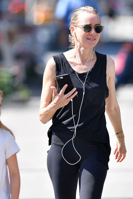 NAOMI WATTS in Leggings Out in New York 07/02/2018