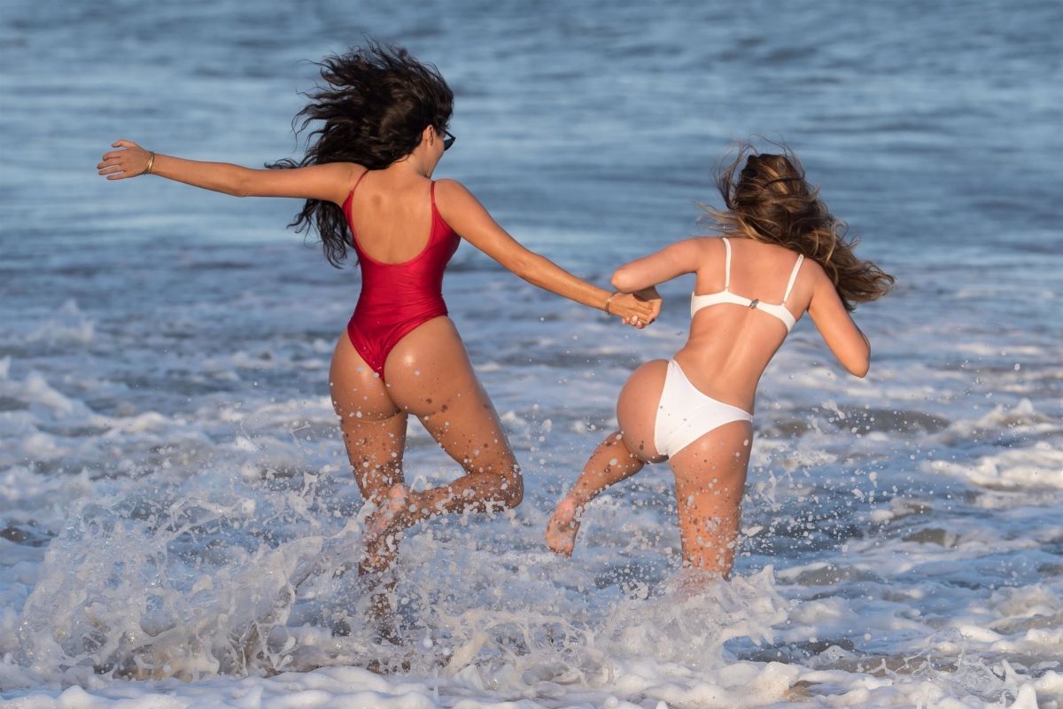 NATALIE HALCRO and OLIVIA PIERSON in Bikinis at a Beach in Malibu 07/03/201...