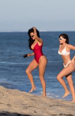 NATALIE HALCRO and OLIVIA PIERSON in Bikinis at a Beach in Malibu 07/03/2018