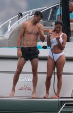 NICOLE SCHERZINGER in Bikini and Grigor Dimitrov at a Boat in Saint Tropez 07/22/2018