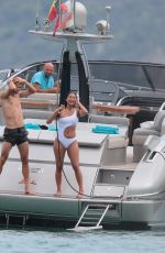 NICOLE SCHERZINGER in Bikini and Grigor Dimitrov at a Boat in Saint Tropez 07/22/2018