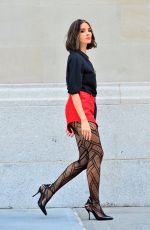 OLIVIA CULPO in Fishnet Tights and Red Shorts at a Photoshoot in New York 07/24/2018