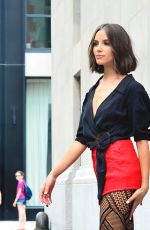 OLIVIA CULPO in Fishnet Tights and Red Shorts at a Photoshoot in New York 07/24/2018