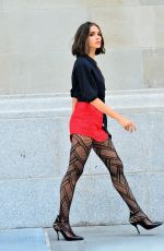 OLIVIA CULPO in Fishnet Tights and Red Shorts at a Photoshoot in New York 07/24/2018