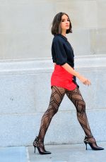 OLIVIA CULPO in Fishnet Tights and Red Shorts at a Photoshoot in New York 07/24/2018