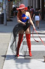 PHOEBE PRICE in Superwoman Costume Out in Beverly Hills 07/16/2018