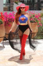 PHOEBE PRICE in Superwoman Costume Out in Beverly Hills 07/16/2018