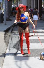 PHOEBE PRICE in Superwoman Costume Out in Beverly Hills 07/16/2018