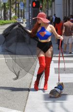 PHOEBE PRICE in Superwoman Costume Out in Beverly Hills 07/16/2018