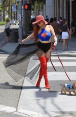 PHOEBE PRICE in Superwoman Costume Out in Beverly Hills 07/16/2018