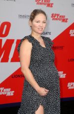 Pregnant ERIKA CHRISTENSEN at The Spy Who Dumped Me Premiere in Los Angeles 07/25/2018