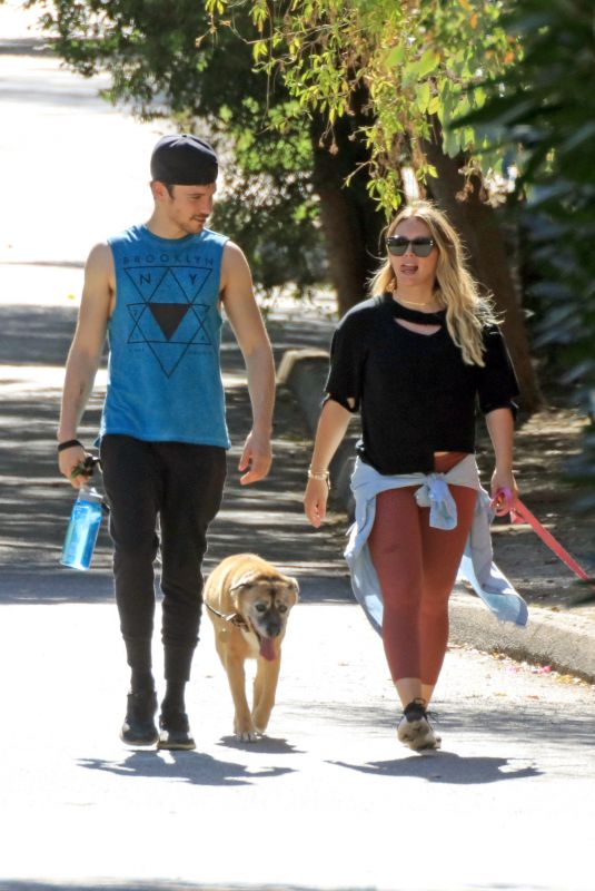Pregnant HILARY DUFF and Matthew Koma Out with Their Dog in Los Angeles 07/16/2018
