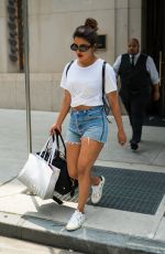 PRIYANKA CHOPRA in Denim Shorts Out in New York 07/04/2018