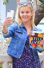 REESE WITHERSPOON in Denim Jacket Out in Santa Monica 07/26/2018