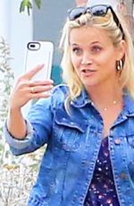 REESE WITHERSPOON in Denim Jacket Out in Santa Monica 07/26/2018