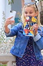 REESE WITHERSPOON in Denim Jacket Out in Santa Monica 07/26/2018