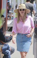 REESE WITHERSPOON in Denim Skirt Out in Brentwood 07/19/2018