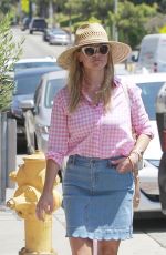 REESE WITHERSPOON in Denim Skirt Out in Brentwood 07/19/2018