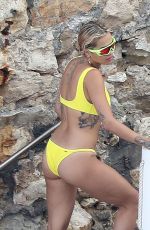 RITA ORA in Yellow Bikini in French Riviera 07/03/2018