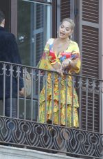 RITA ORA on the Balcony of Her Hotel in Barcelona 07/20/2018