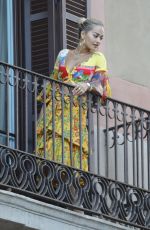 RITA ORA on the Balcony of Her Hotel in Barcelona 07/20/2018