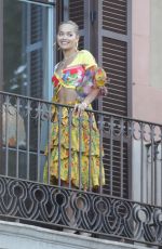 RITA ORA on the Balcony of Her Hotel in Barcelona 07/20/2018