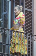 RITA ORA on the Balcony of Her Hotel in Barcelona 07/20/2018