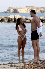 SARAH JANE CRAWFORD in Bikini and Joe Joyce on the Beach in Ibiza 07/01/2018