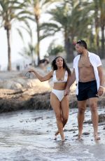 SARAH JANE CRAWFORD in Bikini and Joe Joyce on the Beach in Ibiza 07/01/2018