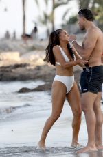 SARAH JANE CRAWFORD in Bikini and Joe Joyce on the Beach in Ibiza 07/01/2018