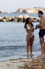 SARAH JANE CRAWFORD in Bikini and Joe Joyce on the Beach in Ibiza 07/01/2018