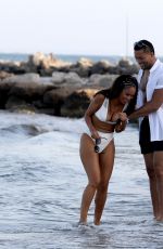 SARAH JANE CRAWFORD in Bikini and Joe Joyce on the Beach in Ibiza 07/01/2018