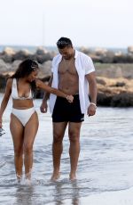 SARAH JANE CRAWFORD in Bikini and Joe Joyce on the Beach in Ibiza 07/01/2018