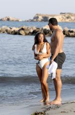 SARAH JANE CRAWFORD in Bikini and Joe Joyce on the Beach in Ibiza 07/01/2018