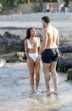 SARAH JANE CRAWFORD in Bikini and Joe Joyce on the Beach in Ibiza 07/01/2018