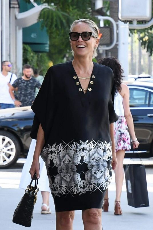 SHARON STONE Out Shopping in Beverly Hills 07/19/2018