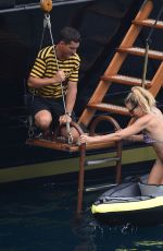 SIENNA MILLER in Bikini at a Boat in Portofino 07/22/2018