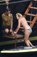 SIENNA MILLER in Bikini at a Boat in Portofino 07/22/2018