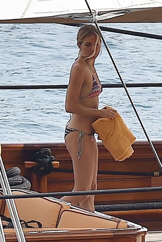 SIENNA MILLER in Bikini at a Boat in Portofino 07/22/2018
