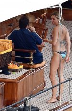 SIENNA MILLER in Bikini at a Boat in Portofino 07/22/2018